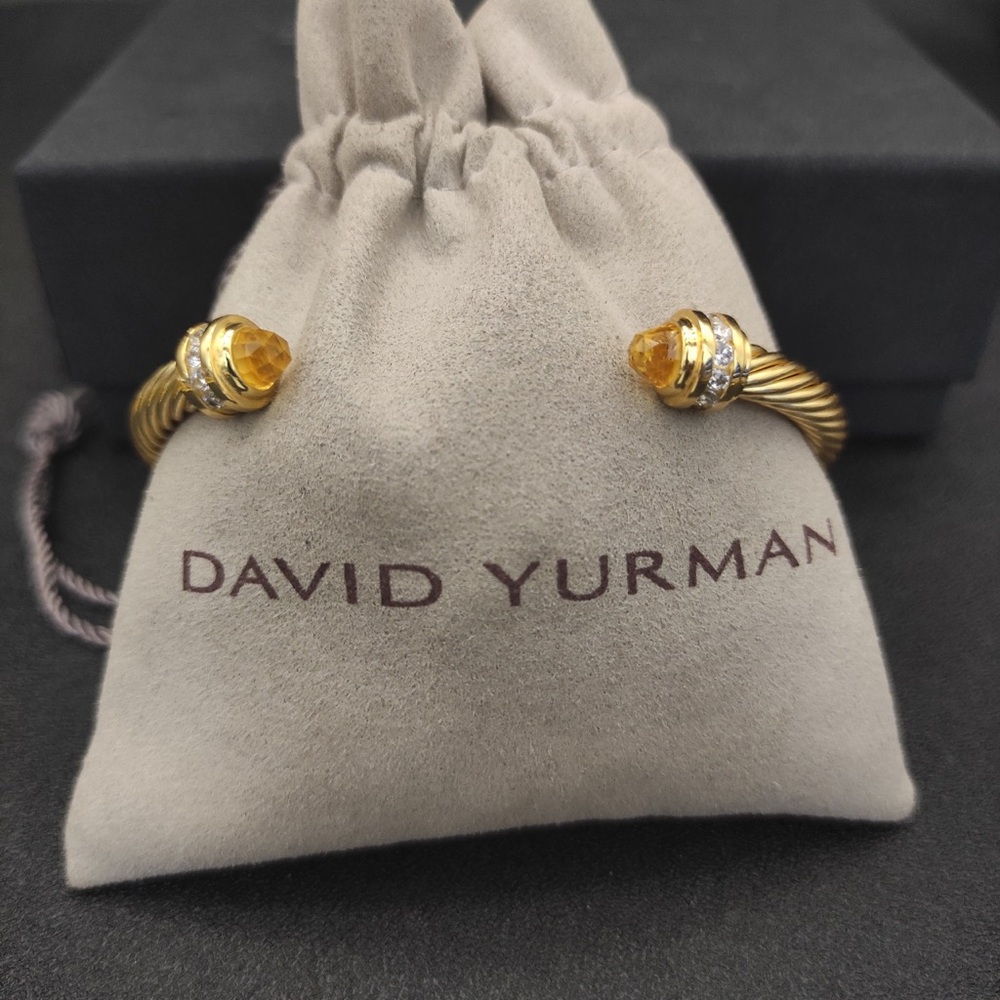 David Yurman Gold Cable Citrine Cuff - 100% Authentic - Picture 4 of 6